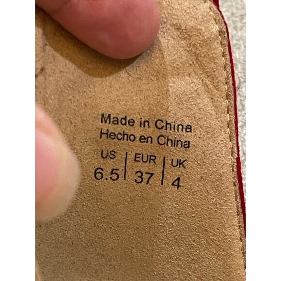 Aldo Hot Red Suede Sandals Size 6.5 Open Toe Ankle Strap - Picture 8 of 8